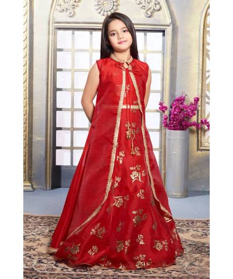 Red Blooming Kids Party Dress